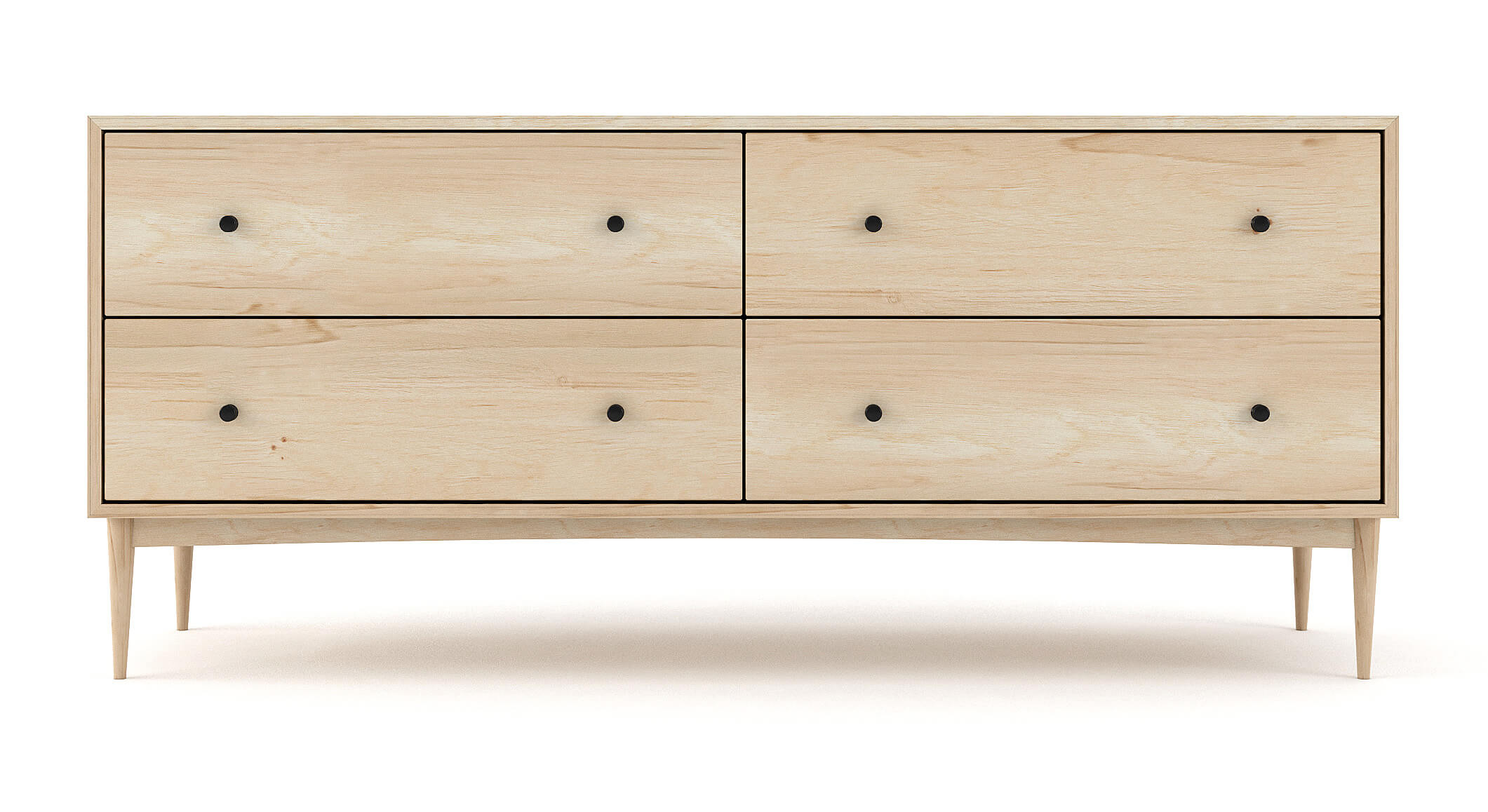 Commode large à 4 tiroirs - Notre commode large à 4 tiroirs comprend deux colonnes de tiroirs larges et spacieux (vous pouvez enfin y mettre toutes vos affaires).