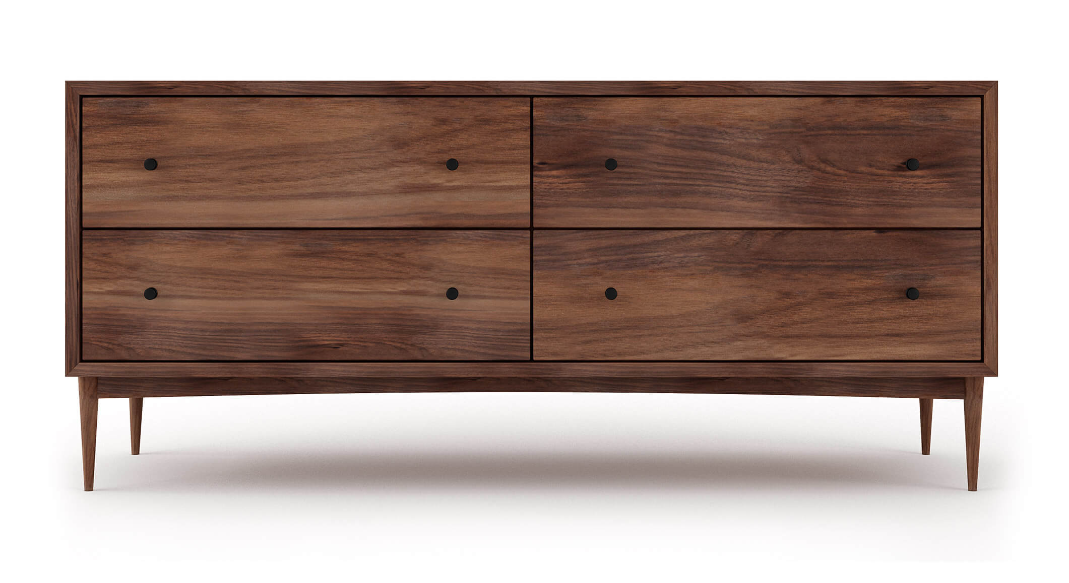 Commode large à 4 tiroirs - Notre commode large à 4 tiroirs comprend deux colonnes de tiroirs larges et spacieux (vous pouvez enfin y mettre toutes vos affaires).