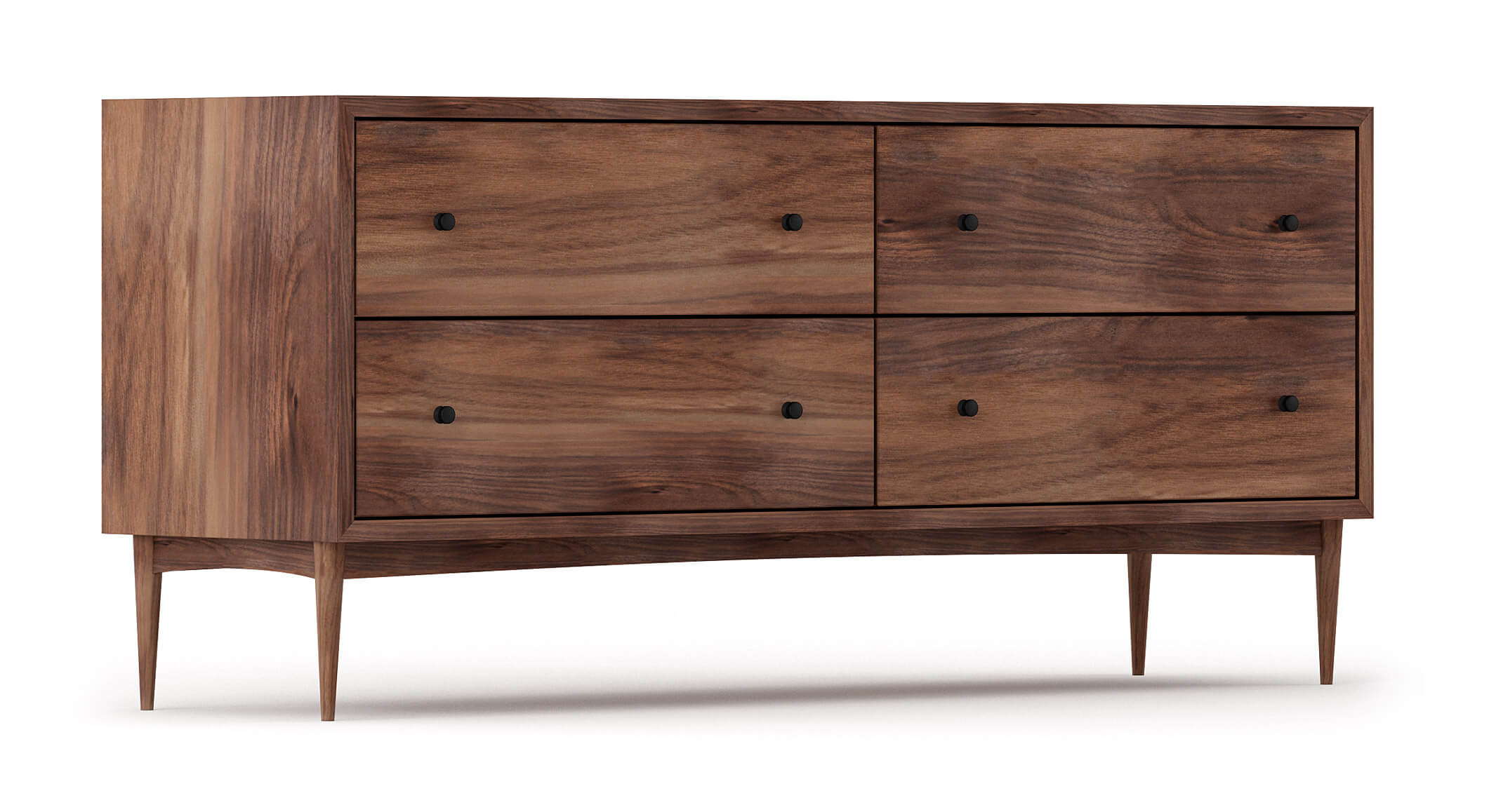Commode large à 4 tiroirs - Notre commode large à 4 tiroirs comprend deux colonnes de tiroirs larges et spacieux (vous pouvez enfin y mettre toutes vos affaires).