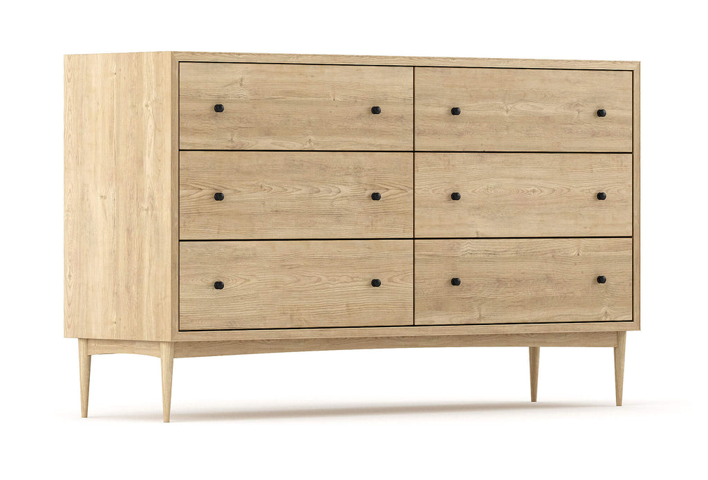 Commode large à 6 tiroirs – Notre commode large à 6 tiroirs offre deux colonnes de rangement spacieuses et pratiques : vous n'aurez jama