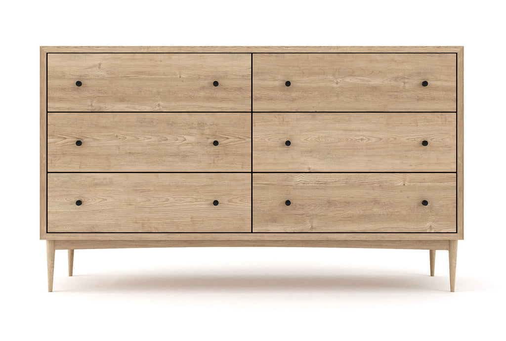 Commode large à 6 tiroirs – Notre commode large à 6 tiroirs offre deux colonnes de rangement spacieuses et pratiques : vous n'aurez jama