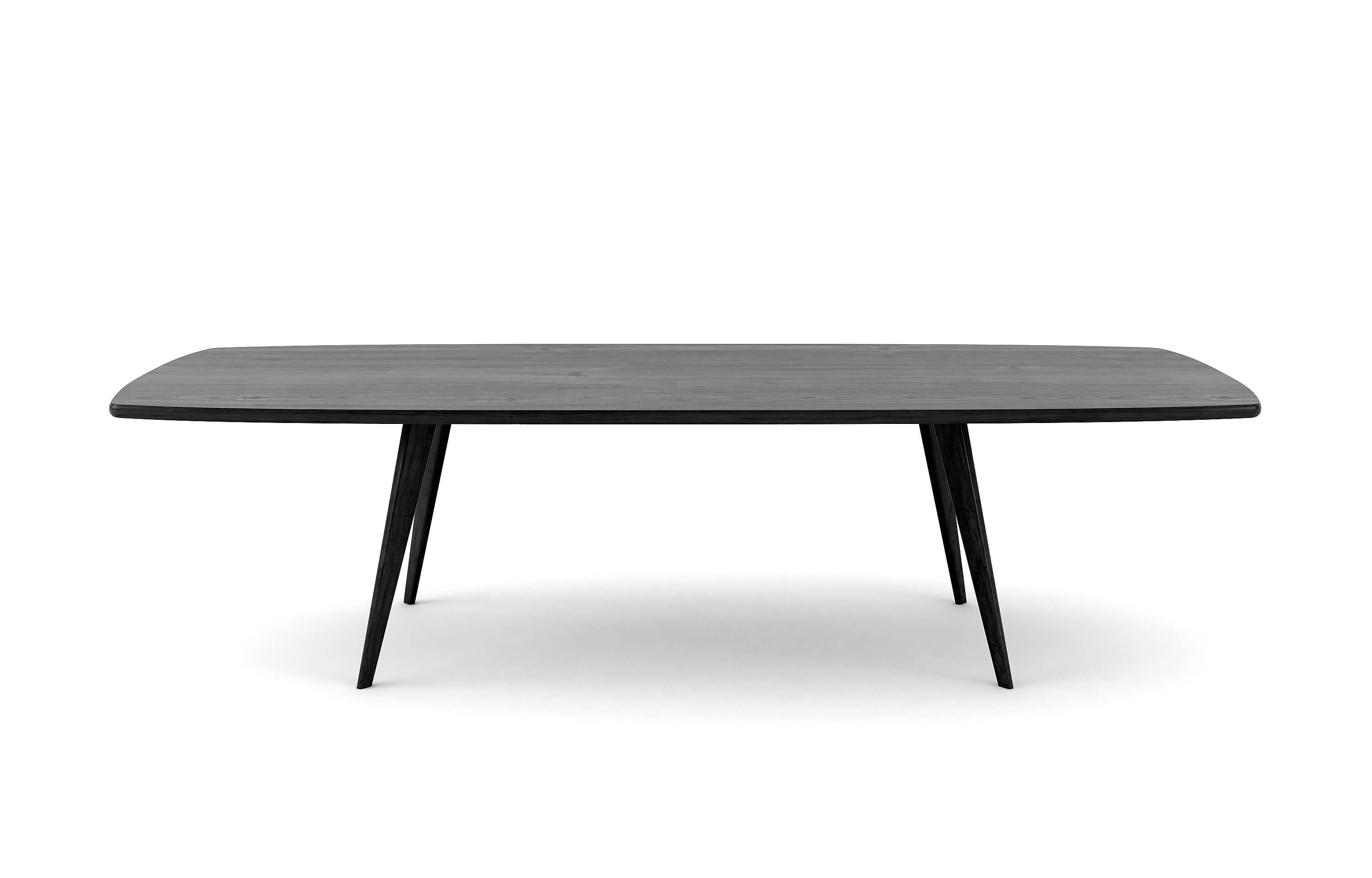 Table de salle à manger - Une pièce maîtresse d'inspiration danoise pour votre salle à manger, avec un magnifique plateau en forme de bateau, des pieds évasés et un r