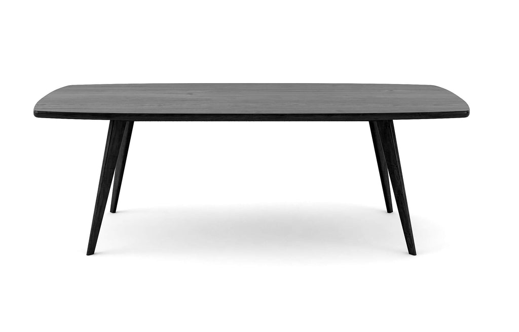 Table de salle à manger - Une pièce maîtresse d'inspiration danoise pour votre salle à manger, avec un magnifique plateau en forme de bateau, des pieds évasés et un r