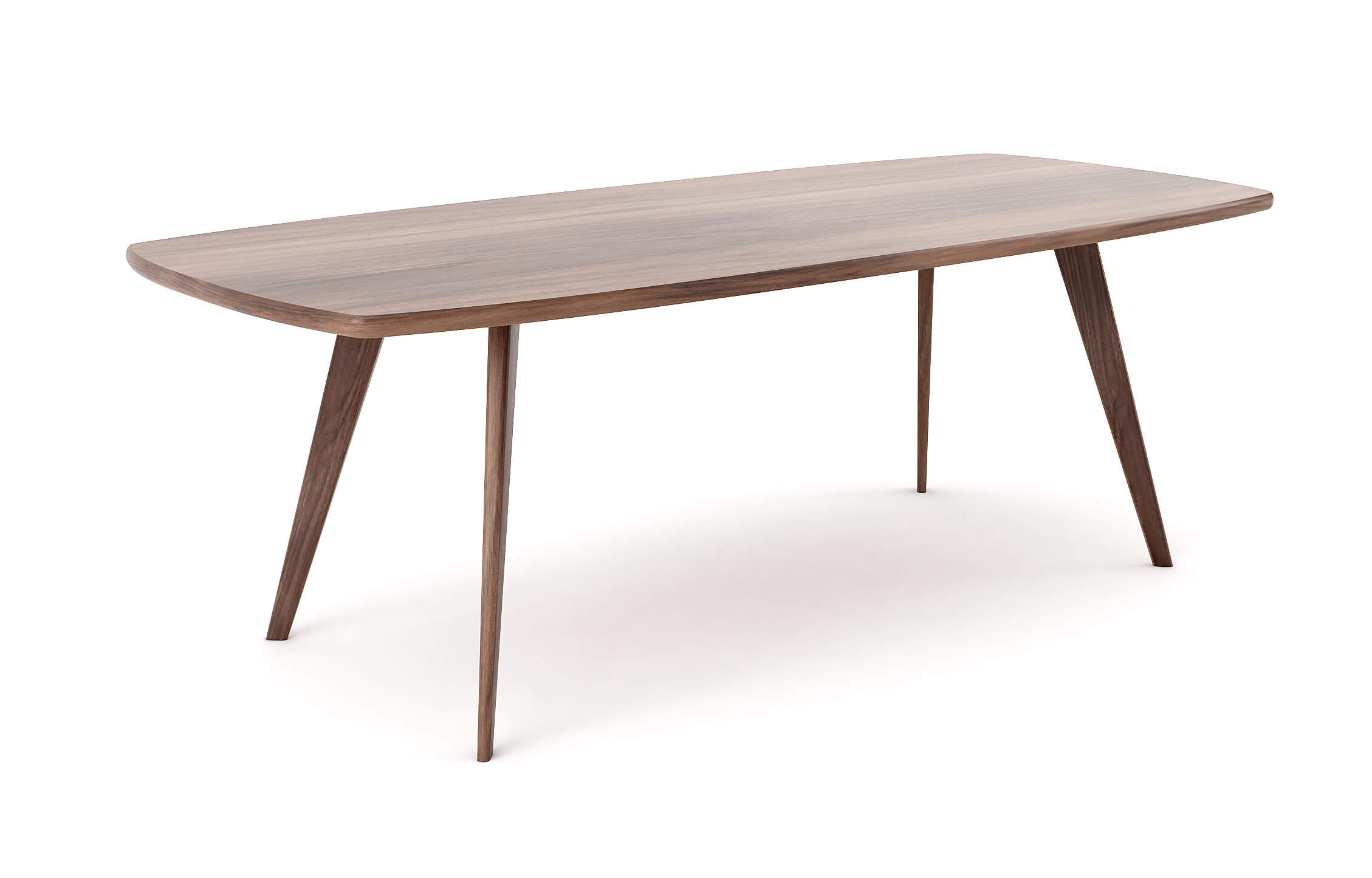 Table de salle à manger - Une pièce maîtresse d'inspiration danoise pour votre salle à manger, avec un magnifique plateau en forme de bateau, des pieds évasés et un r
