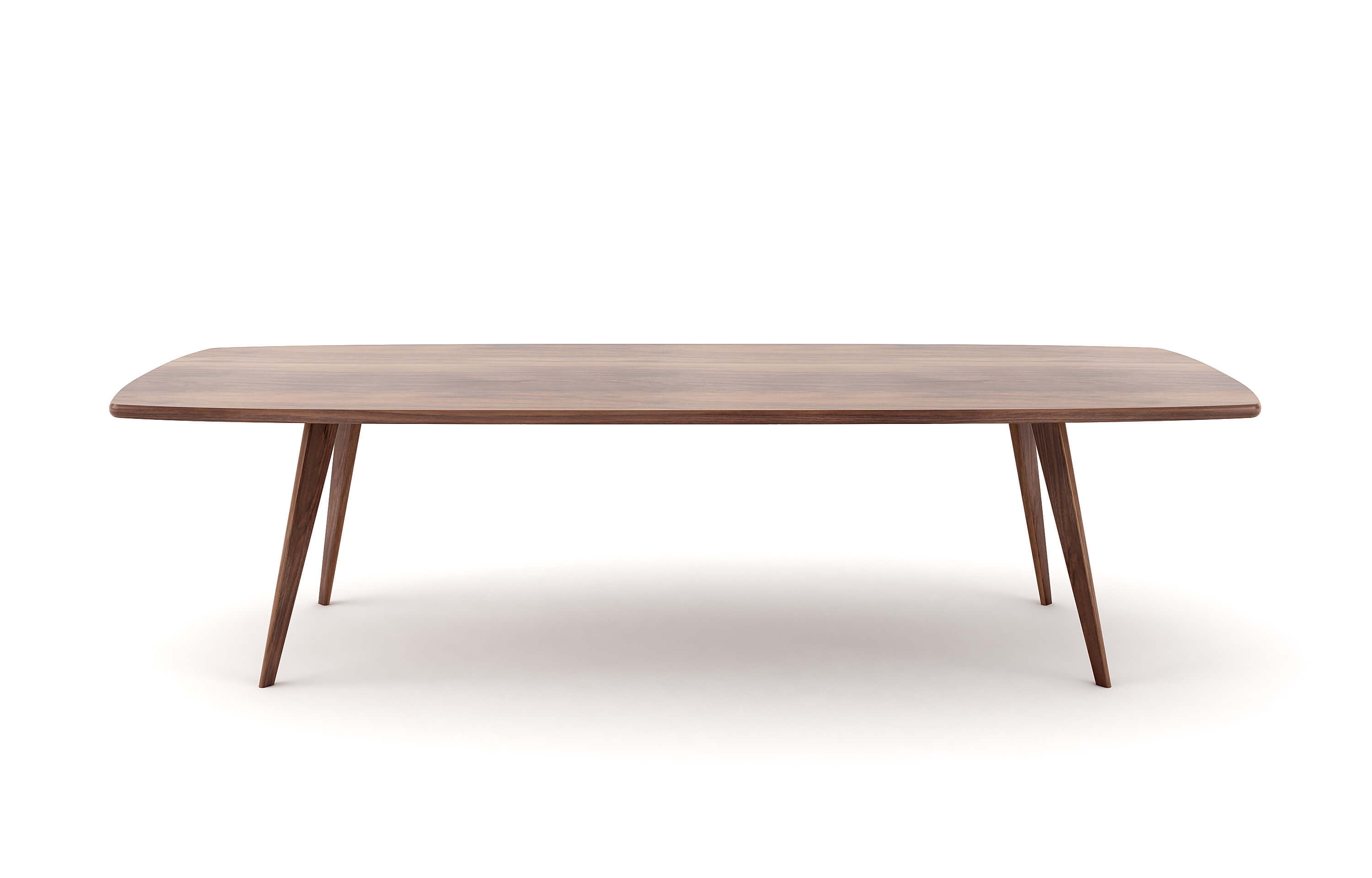 Table de salle à manger - Une pièce maîtresse d'inspiration danoise pour votre salle à manger, avec un magnifique plateau en forme de bateau, des pieds évasés et un r