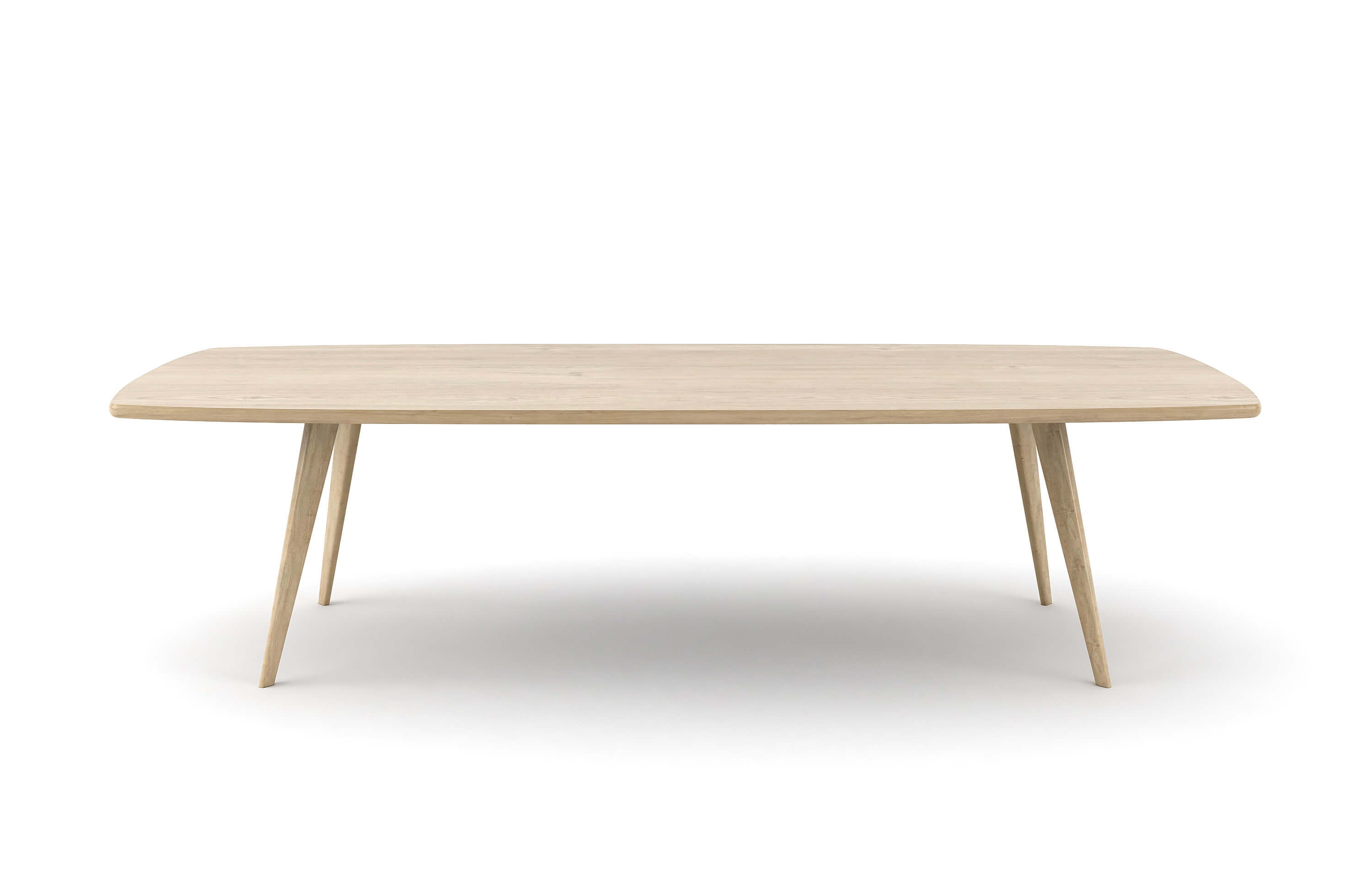 Table de salle à manger - Une pièce maîtresse d'inspiration danoise pour votre salle à manger, avec un magnifique plateau en forme de bateau, des pieds évasés et un r