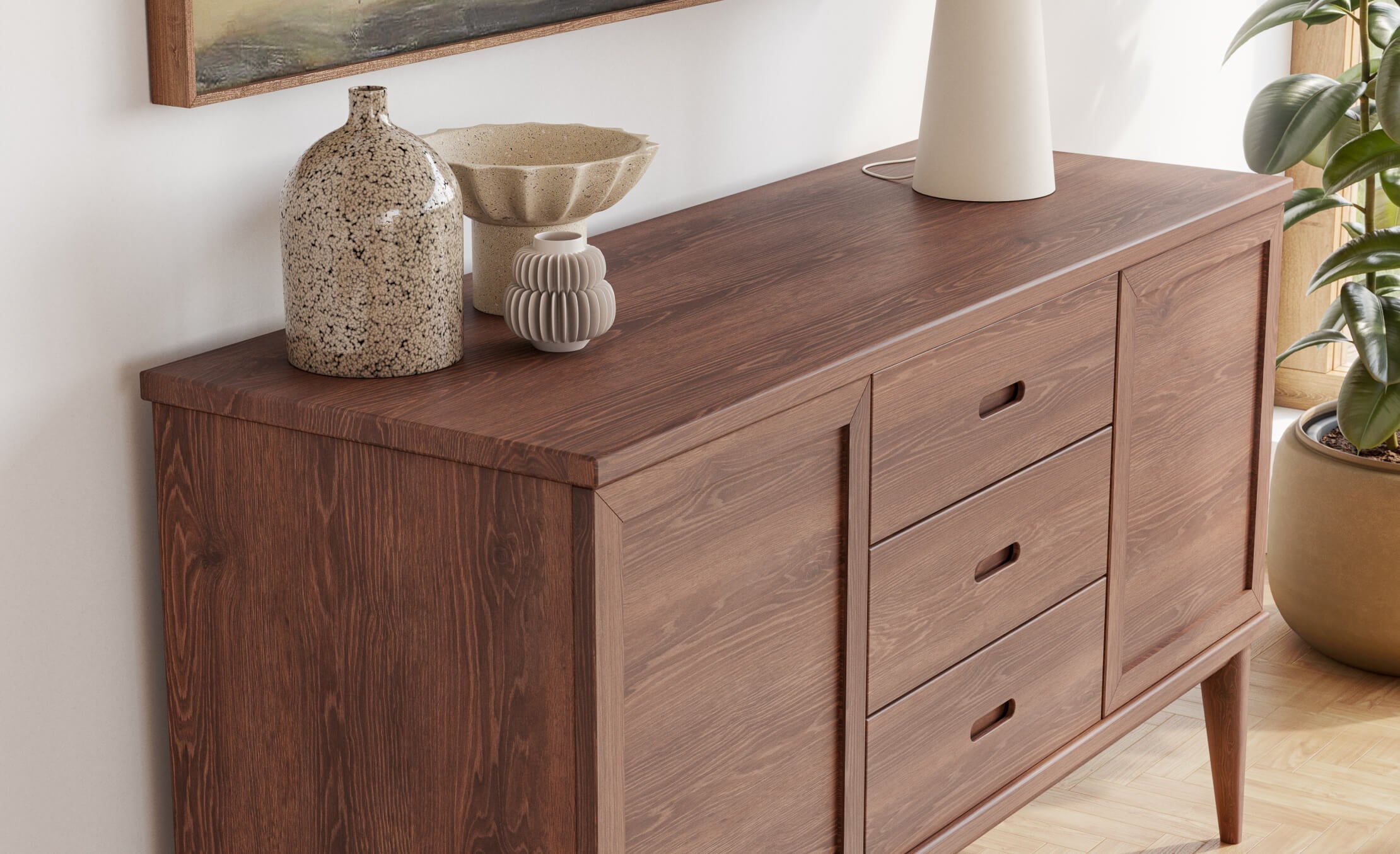 Harrison Credenza - Que vous cherchiez un meuble pour ranger votre vaisselle ou vos articles de bar, le buffet à niveaux et double si-
