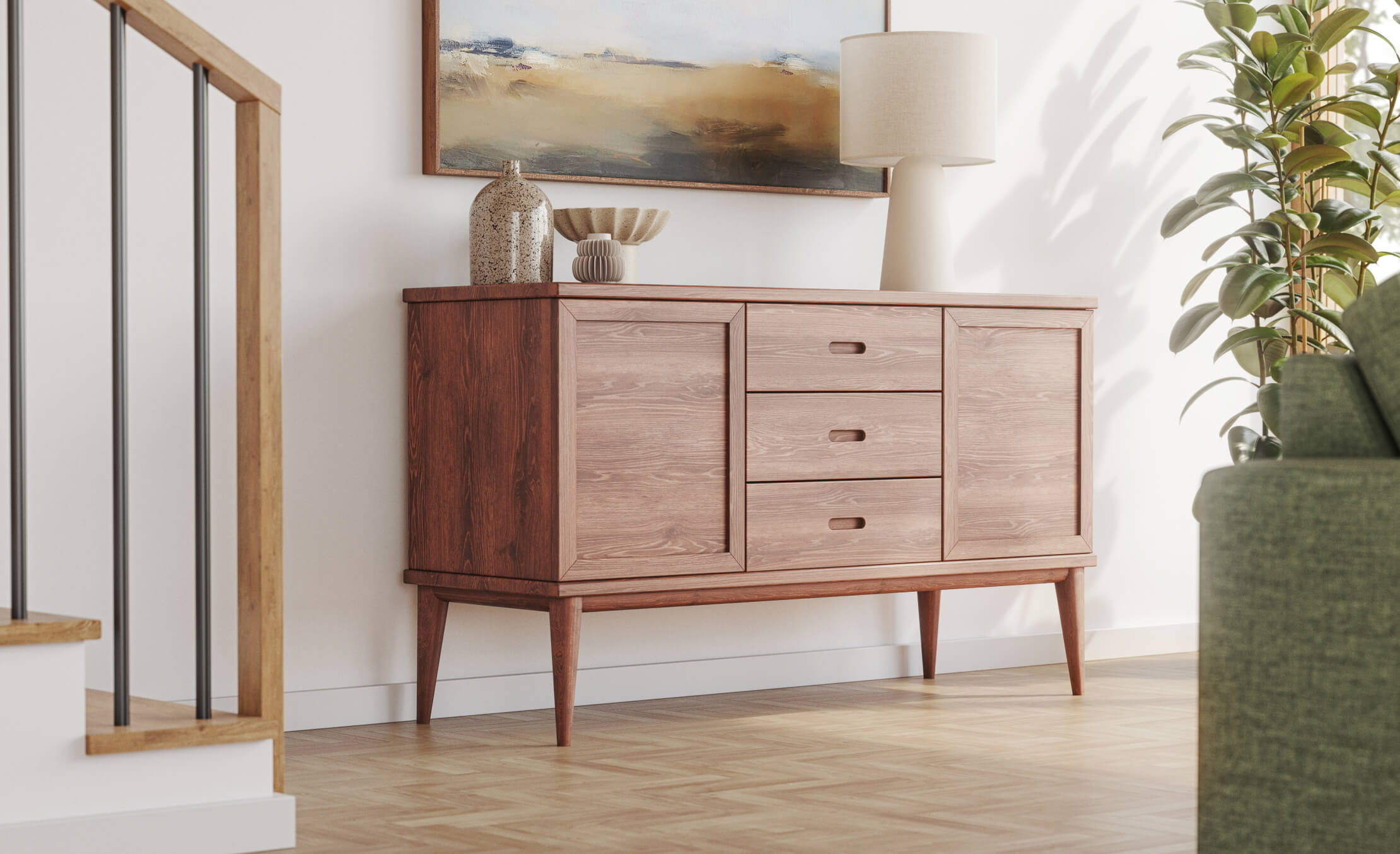 Harrison Credenza - Que vous cherchiez un meuble pour ranger votre vaisselle ou vos articles de bar, le buffet à niveaux et double si-