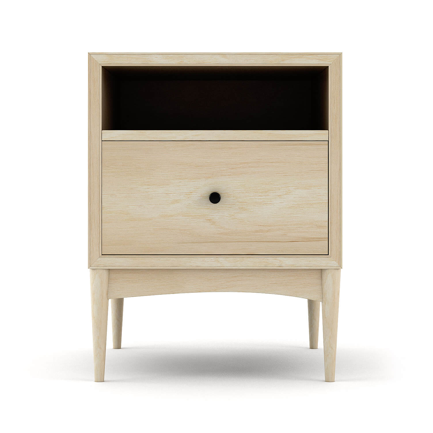 Table de chevet - Le grain naturel chaleureux, la base gracieusement arquée et les joints classiques de la table de chevet s'unissent pour apporter fonctionnalité