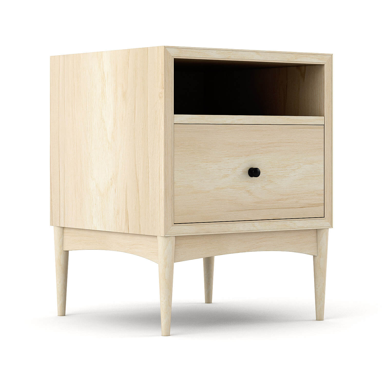 Table de chevet - Le grain naturel chaleureux, la base gracieusement arquée et les joints classiques de la table de chevet s'unissent pour apporter fonctionnalité
