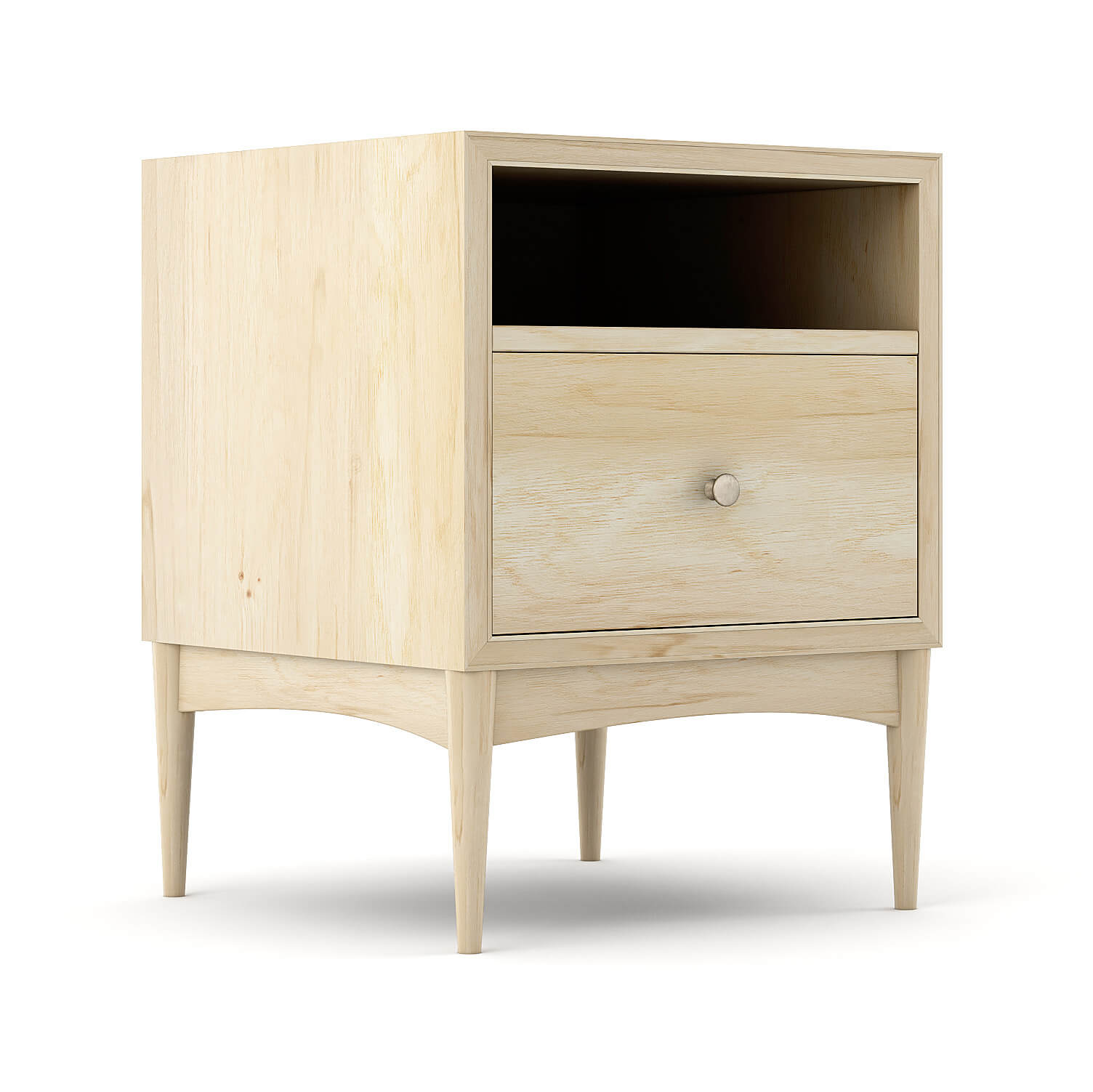 Table de chevet - Le grain naturel chaleureux, la base gracieusement arquée et les joints classiques de la table de chevet s'unissent pour apporter fonctionnalité