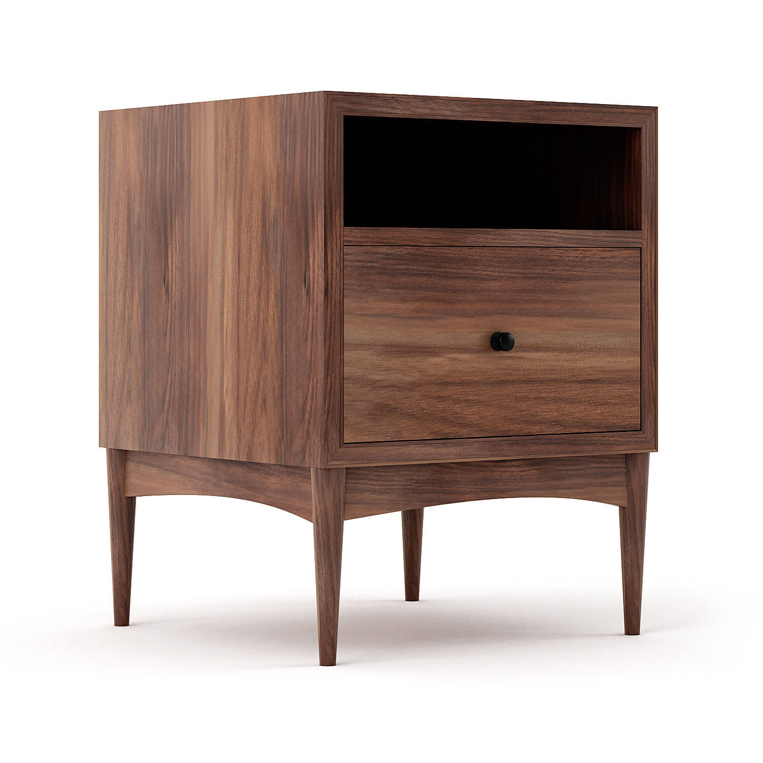 Table de chevet - Le grain naturel chaleureux, la base gracieusement arquée et les joints classiques de la table de chevet s'unissent pour apporter fonctionnalité