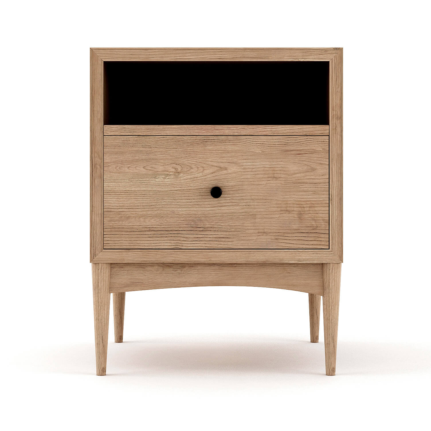 Table de chevet - Le grain naturel chaleureux, la base gracieusement arquée et les joints classiques de la table de chevet s'unissent pour apporter fonctionnalité