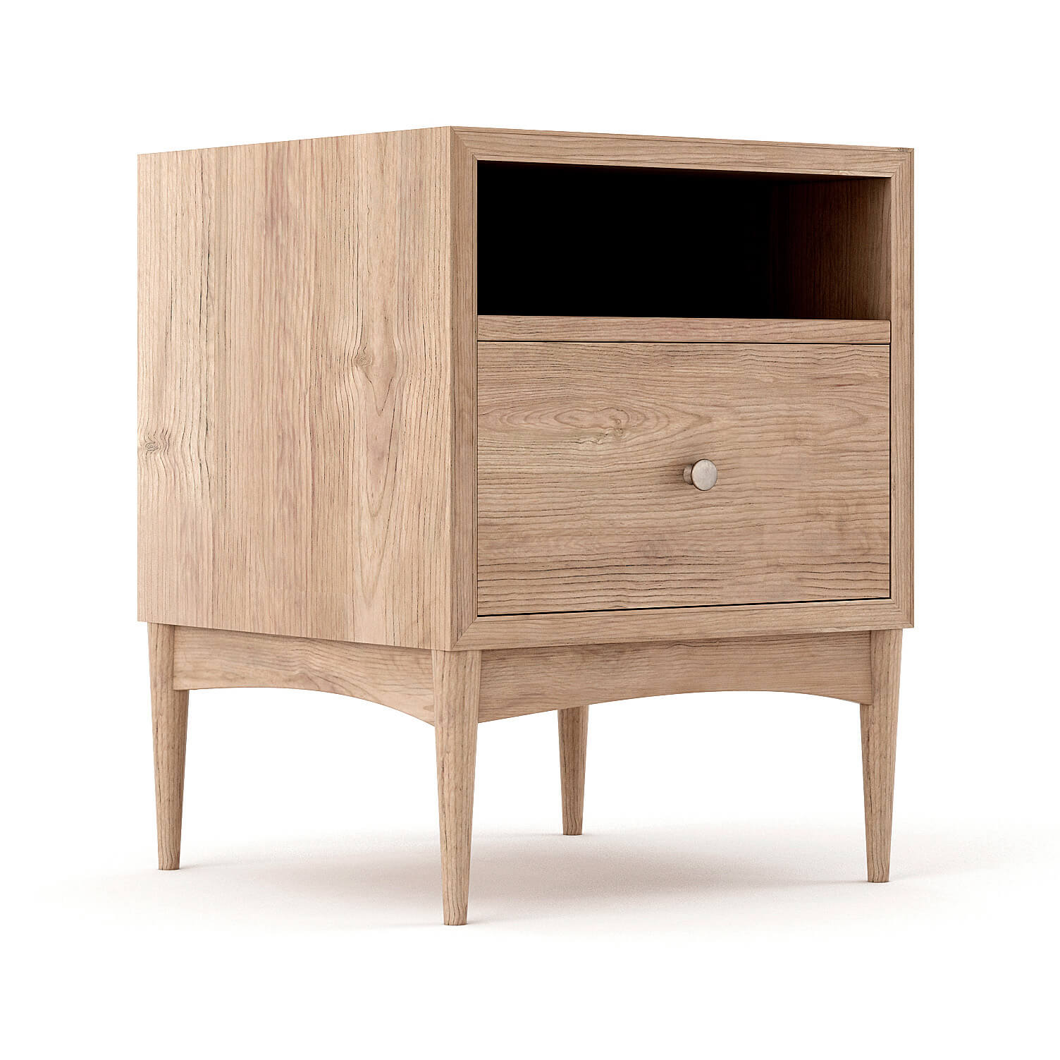 Table de chevet - Le grain naturel chaleureux, la base gracieusement arquée et les joints classiques de la table de chevet s'unissent pour apporter fonctionnalité