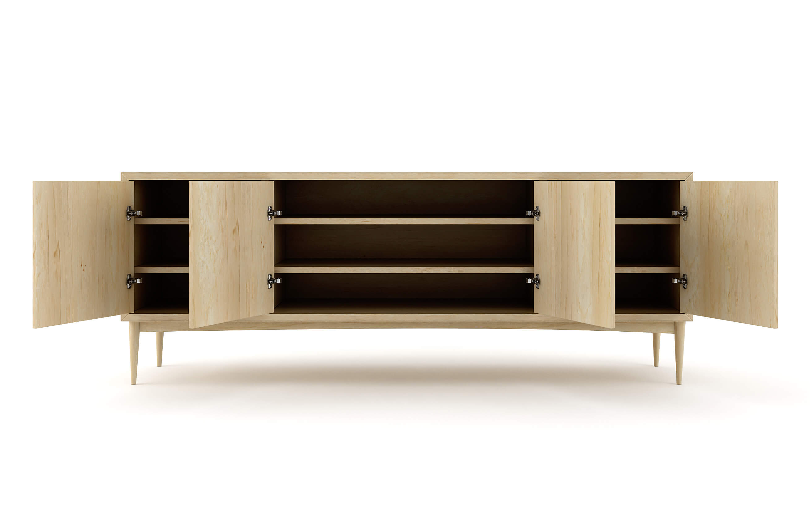 Buffet à 4 portes - Bois noble magnifique, assemblage détaillé et fermeture douce par simple pression font du Buffet à 4 portes un élément de décoration incontournable.